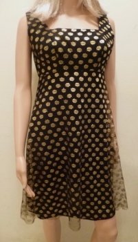 NEW Gold Polka Dot Cocktail Mini Dress - Bust 34 inches SM